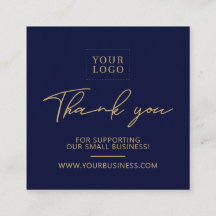 Navy Blue & Gold Business Logo Packaging Thank you