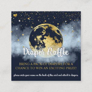 Navy Blue Gold Celestial Baby Shower Diaper Raffle Enclosure Card