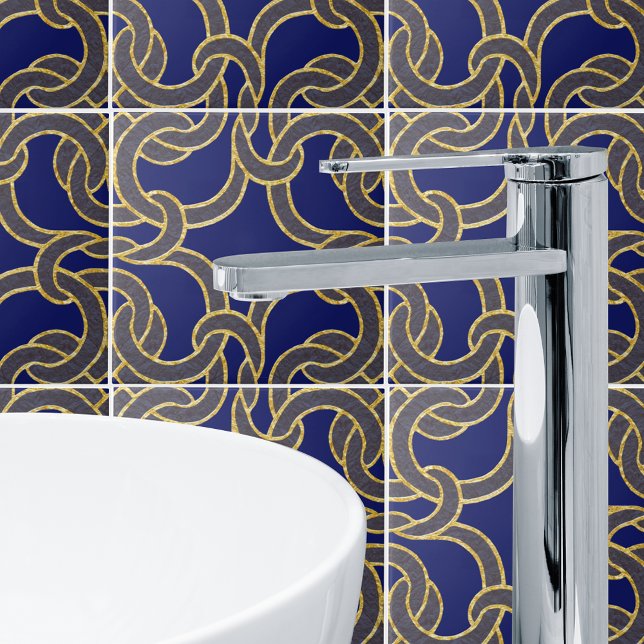 Navy Blue & Gold Celtic Knot Seamless Pattern Tile (Creator Uploaded)