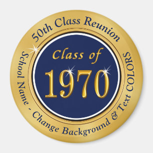 Navy Blue Gold Cheap 50 year Class Reunion Gifts Magnet