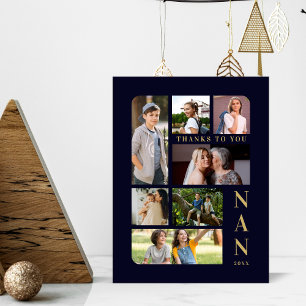 Navy Blue & Gold Classic 7 Multi Photos Collage Pedestal Sign