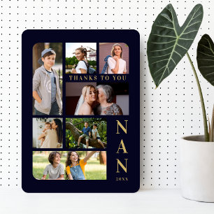 Navy Blue & Gold Classic 7 Multi Photos Collage Plaque