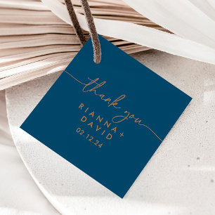 Navy Blue Gold Classic Wedding Favour Tags