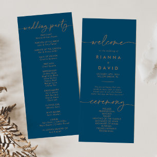 Navy Blue Gold Classic Wedding Program Programme