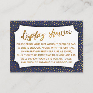 Navy Blue & Gold Confetti Display Shower Gift Card