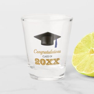 Navy Blue Gold Congratulations College Graduation Shot Glass