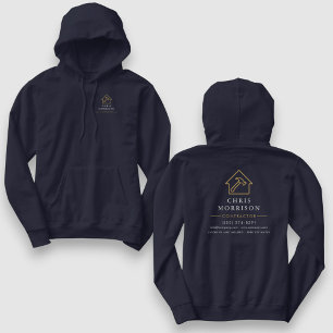 Navy Blue Gold Contractor Home Repair Work Hoodie