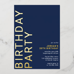 Navy Blue & Gold   Cool Modern Any Age Birthday