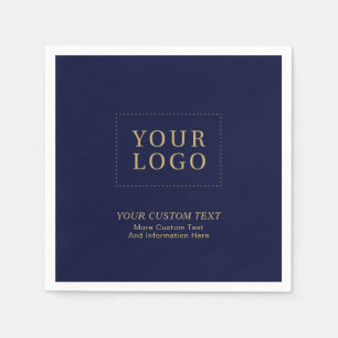 Navy Blue Gold Custom Business Logo Promotional Napkin