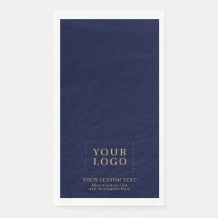 Navy Blue & Gold Custom Business Logo Promotional Napkin