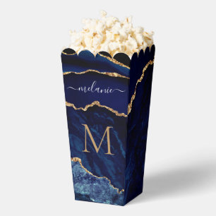 Navy Blue Gold Custom Letter and Name Popcorn Box