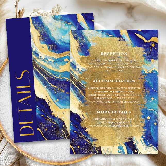 Navy Blue Gold Details Card for Wedding Invitation (Creator Uploaded)