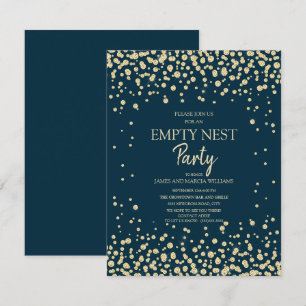 Navy Blue Gold Diamond Glitter Empty Nest Party Card