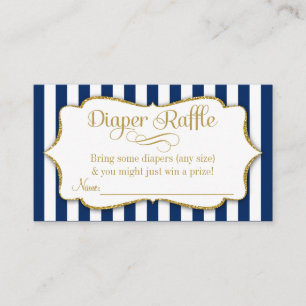 Navy Blue Gold Diaper Raffle Baby Shower Cards