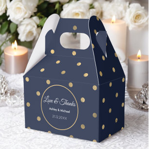 Navy Blue Gold Dots Pattern Birthday Favour Box
