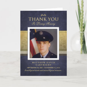 Navy Blue & Gold Elegance Thank You Memorial Card