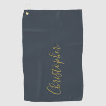 Navy Blue Gold Elegant Custom Name Minimalist Men