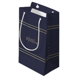 Navy Blue   Gold Elegant Wedding Favour   Gift Bag