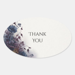 Navy Blue Gold Fleck Floral Wedding Sticker