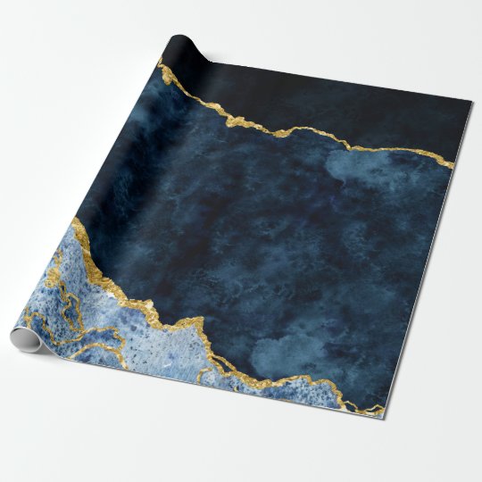 navy blue and gold wrapping paper