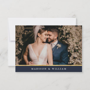 Navy Blue Gold Foil Photo gratitude Thank You Card