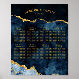Navy Blue Gold Foil Wedding Table Seating Chart