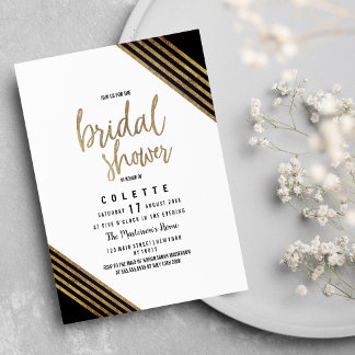 Navy blue gold geometric chic Bridal Shower Invitation