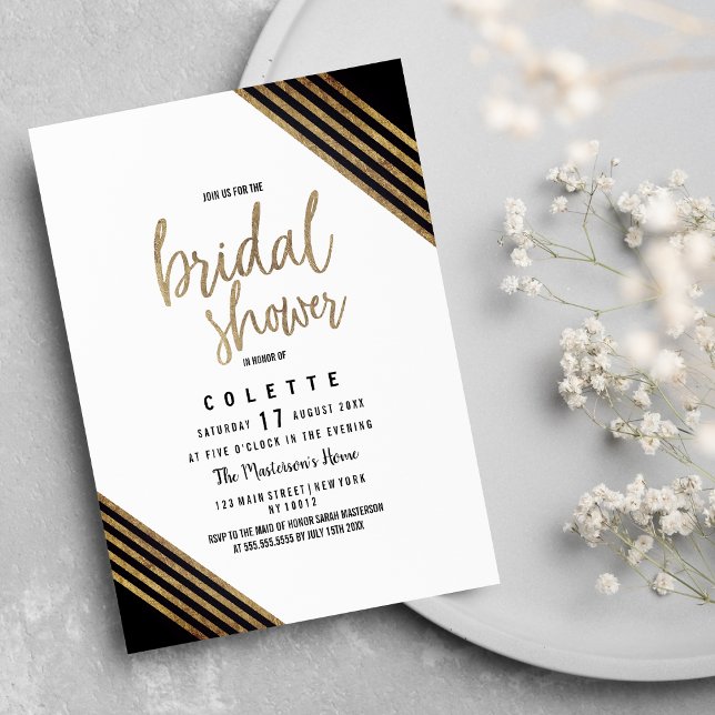 Navy blue gold geometric chic Bridal Shower  Invitation (Navy blue gold geometric chic Bridal Shower )