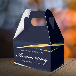 Navy Blue Gold Geometric Formal Anniversary Party Favour Box