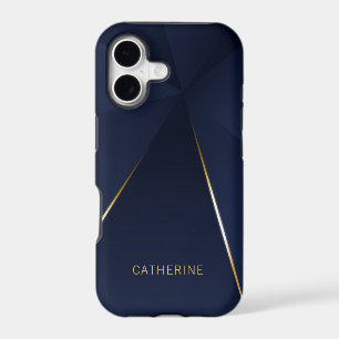 Navy Blue Gold Geometric Personalised Name