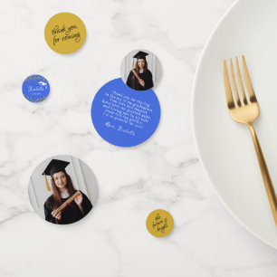 Navy Blue Gold Glitter Dust Graduation Thank You Confetti