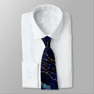 Navy Blue Gold Glitter Neck Tie