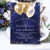 Navy blue gold glitter sparkle balloons birthday