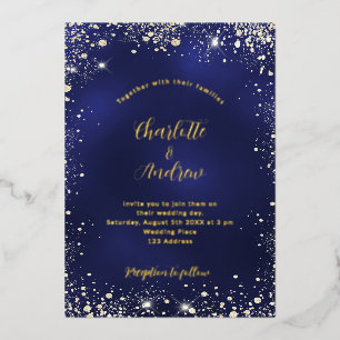 Navy blue gold glitter wedding