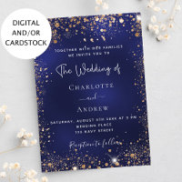Navy blue gold glitter wedding