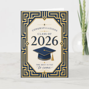 Navy Blue & Gold Graduation Card 2026