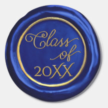  Navy Blue Gold Graduation Class Wax Seal Stickers
