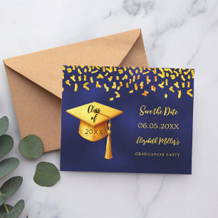 Navy blue gold Graduation Party Save the Date Flyer