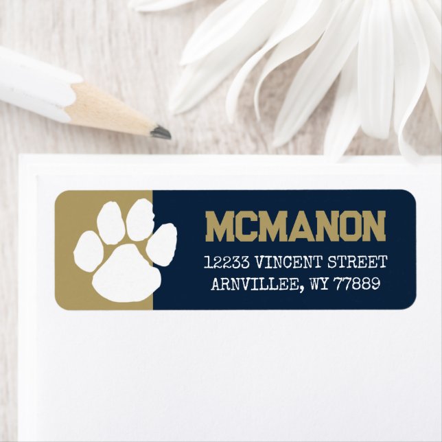 Navy Blue & Gold Graduation Return Address Labels (Insitu)