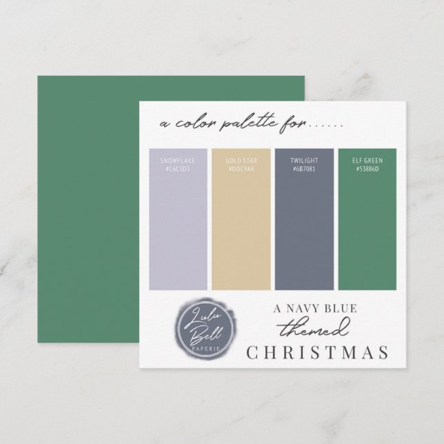 Navy Blue Gold & Green Colour Palette Card (Front/Back)