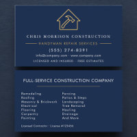 Navy Blue Gold Handyman Construction 