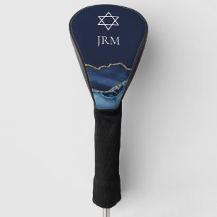 Navy Blue Gold Jewish Star of David Monogram Golf Head Cover