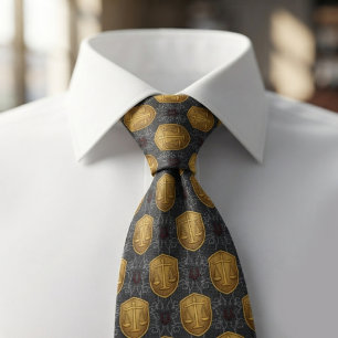 Navy Blue & Gold Justice Scales Tie
