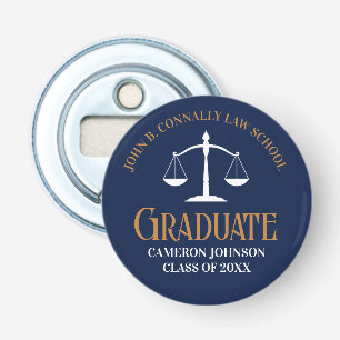 Navy Blue Gold Law School Graduation Keepsake Bottle Opener