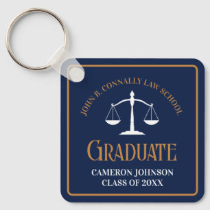 Navy Blue Gold Law School Graduation Keepsake Key Ring