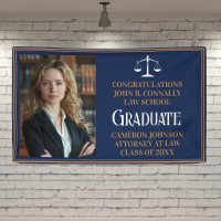 Navy Blue Gold Law School Photo Graduation Party
