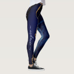 Navy Blue Gold Leggings Custom Letter and Name<br><div class="desc">Leggings with Agate Navy Blue Gold Gemstone Marble Monogram Name Geode Glitter Sparkle Personalised Birthday - Anniversary or Wedding Gift - Add Your Letter / Name - Text or Remove - Make Your Special Gift - Resize and move or remove and add text / elements with Customisation tool. Choose fonts...</div>