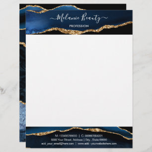 Navy Blue Gold Letterhead Personalised Your Design