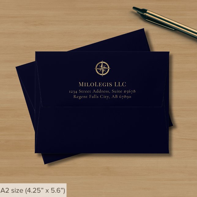 Navy Blue Gold Logo Note Card Envelope (Creator Uploaded)