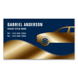 Navy Blue Gold Luxury Car Hire Chauffeur Magnetic Business Card